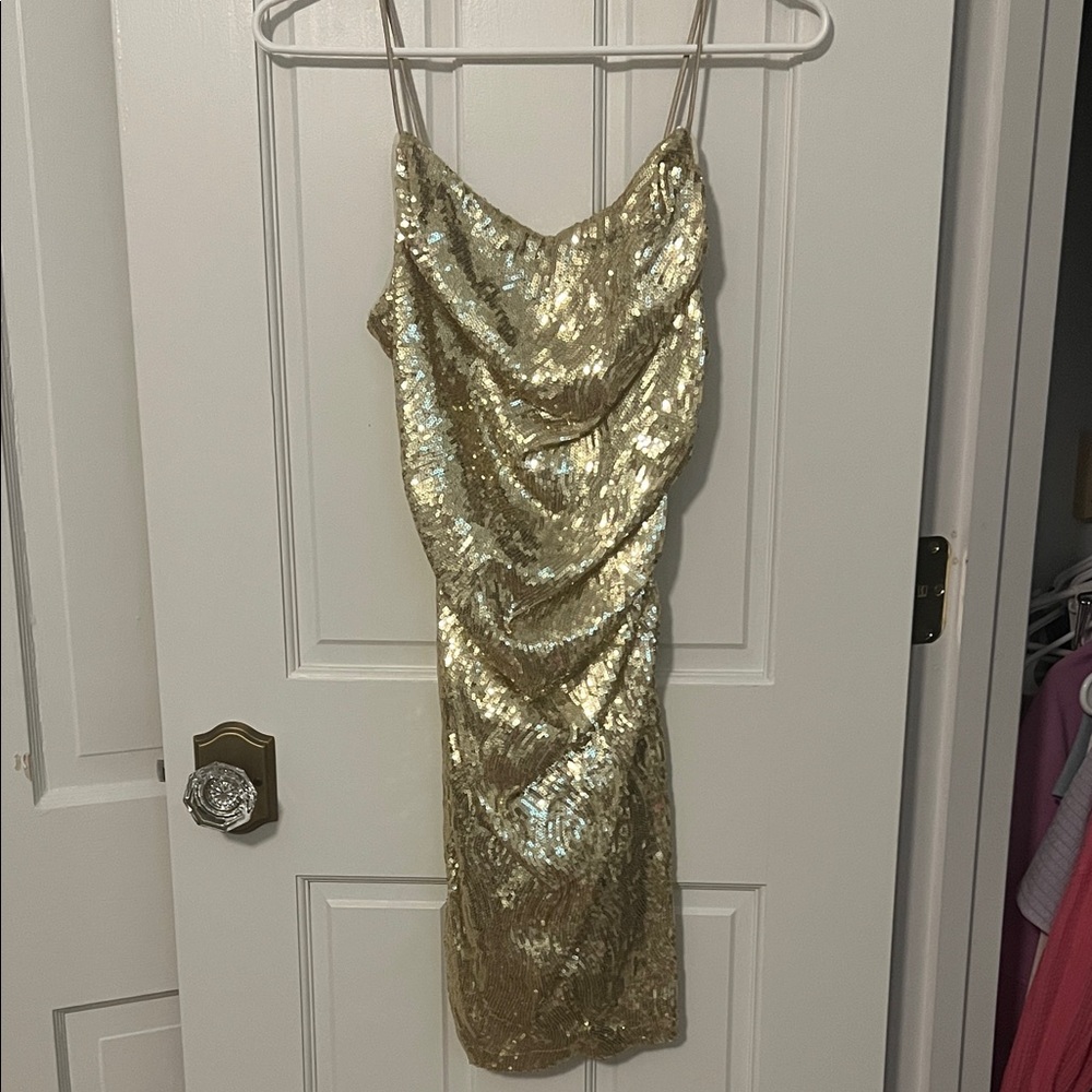 Dazzling Gold Sequin Mini Dress